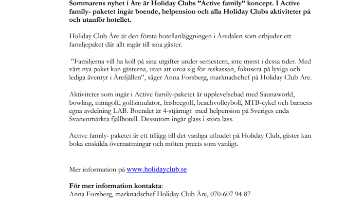 Premiär för all inclusive på Holiday Club Åre - för den aktiva familjen