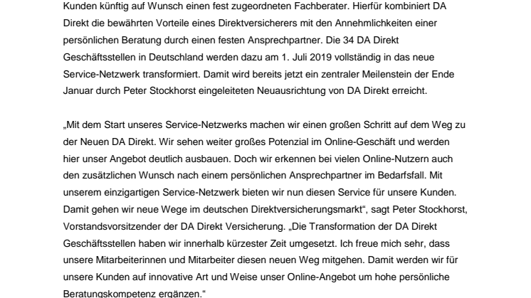 DA Direkt startet neues Service-Netzwerk 