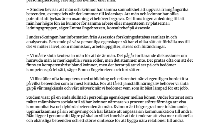 NY STUDIE: DET FINNS INGA TYPISKT MANLIGA OCH KVINNLIGA BETEENDEN