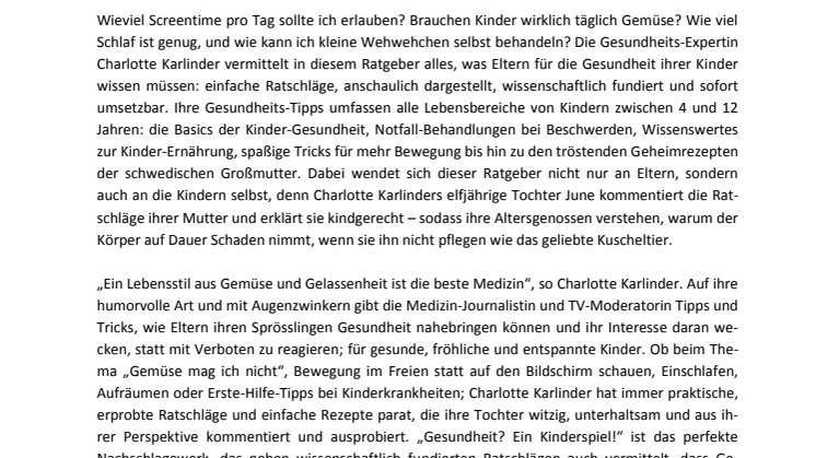 Presseinformation Gesundheit? Ein Kinderspiel!