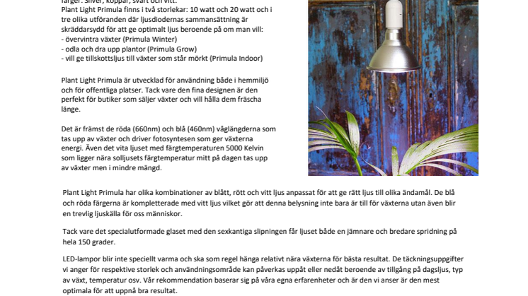 Premiär - Växtlampan Plant Light Primula