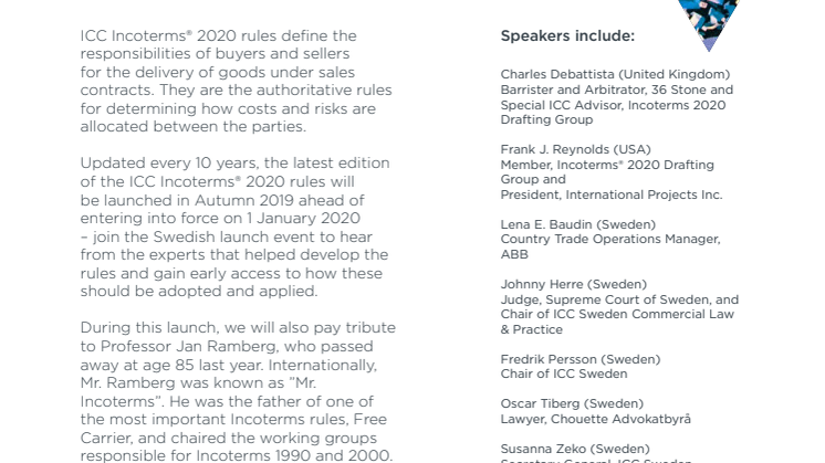 Invitation – Incoterms® 2020 Official Swedish Launch