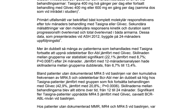 Kronisk myeloisk leukemi – fakta om ENESTcmr-studien