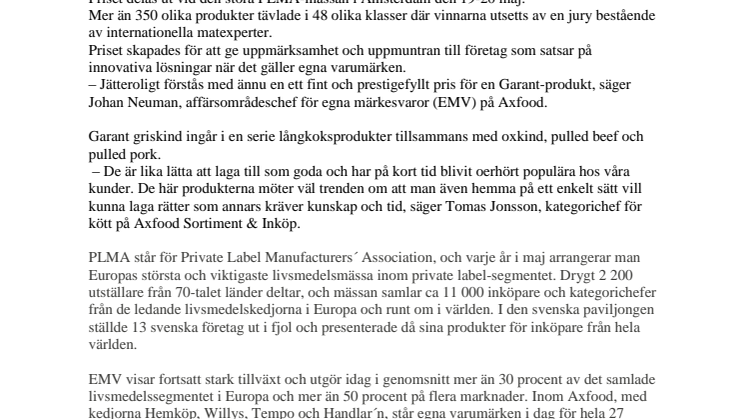 Prestigefyllt pris till Garant griskind