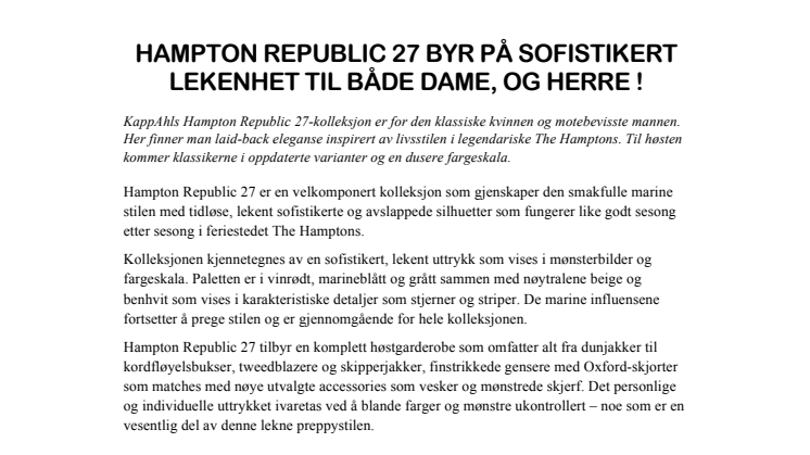 HAMPTON REPUBLIC 27 BYR PÅ SOFISTIKERT LEKENHET TIL BÅDE DAME, OG HERRE !