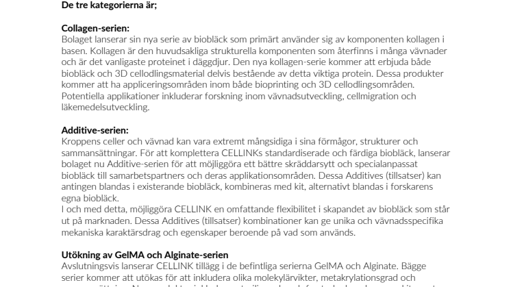 CELLINK lanserar nya biobläck