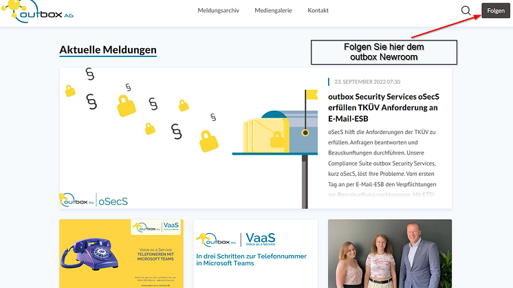 outbox AG führt neuen Newsroom für Kunden, Partner und Journalisten ein.