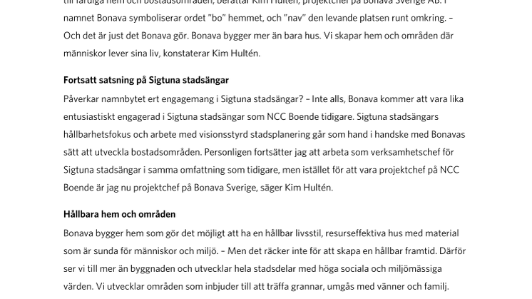 ​Delägare i Sigtuna stadsängar byter namn till Bonava
