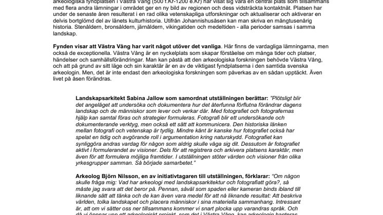 Vång. Fotokonst, arkeologi, landskap – en utställning.