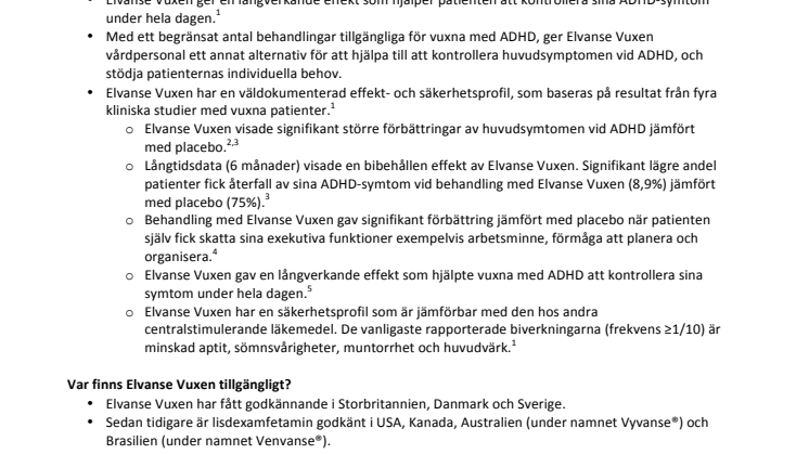 Faktablad - Elvanse and ADHD in Adults