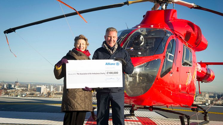 Jon Dye, CEO, Allianz UK, presented Liz Campbell, Chairman of the AAAC with a cheque for £100,000.