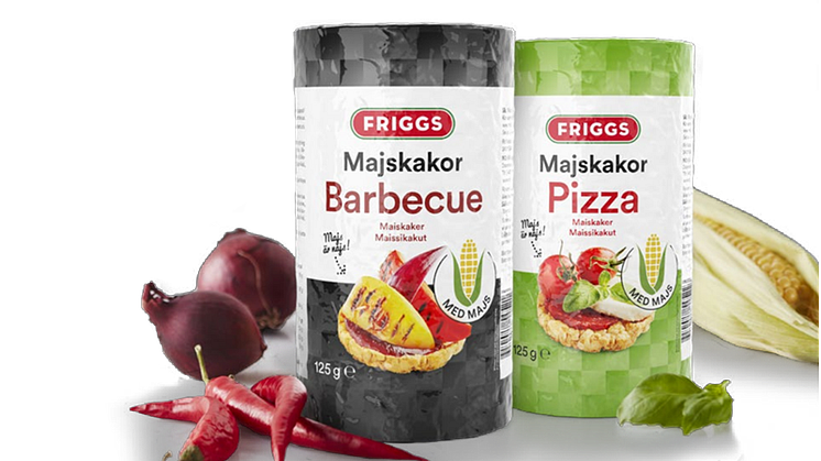 Friggs smaksatta majskakor Barbecue och Pizza