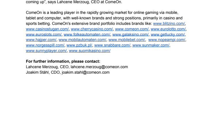 ComeOn has been granted a Danish gaming licence