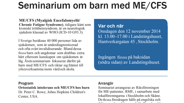 Barn med ME/CFS – osynlig grupp med behov av vård