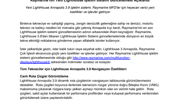 Raymarine'nin Yeni LightHouse İşletim Sistemi Güncellemesi Açıklandı