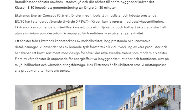 ​Ekstrands erbjuder CE-certifierade brandklassade fönster EI30