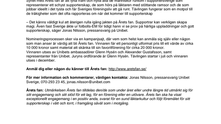 Jakten på Årets fan har börjat!