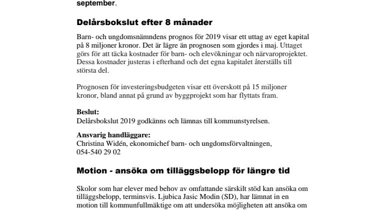 Kort från barn- och ungdomsnämnden  