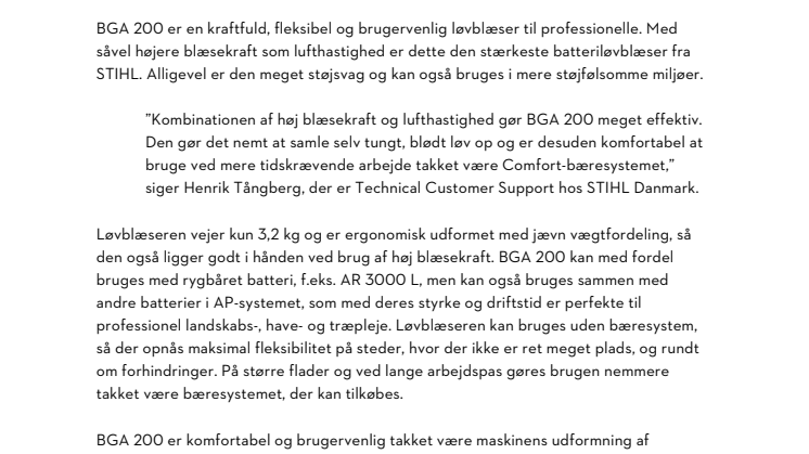 STIHL lancerer sin stærkeste batteriløvblæser nogensinde – BGA 200