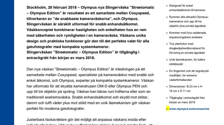 Nya väskan ”Streetomatic – Olympus Edition”: Det perfekta valet för gatufotografer