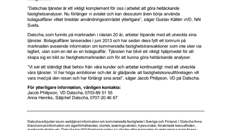 Datscha utökar samarbetet med JLL, NAI Svefa och Forum Fastighetsekonomi
