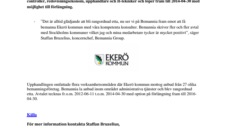 Bemannia blev rangordnad etta och skriver avtal med Ekerö kommun