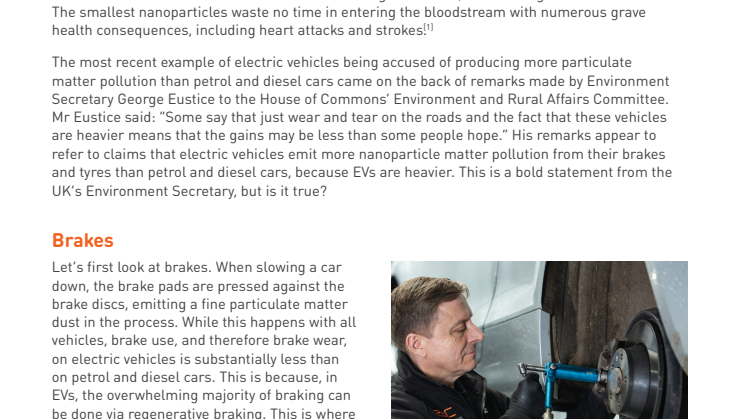 Do electric vehicles produce more tyre and brake pollution than petrol and diesel cars?