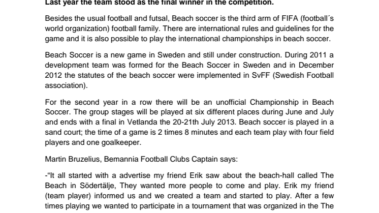 Bemannia continue to collaborate with Bemannia Football Club