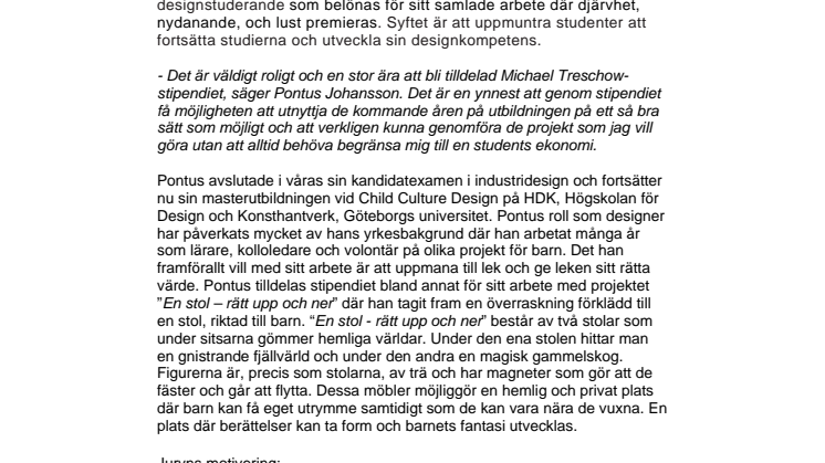Barns lek i fokus då Michael Treschow-stipendiet 2012 delas ut