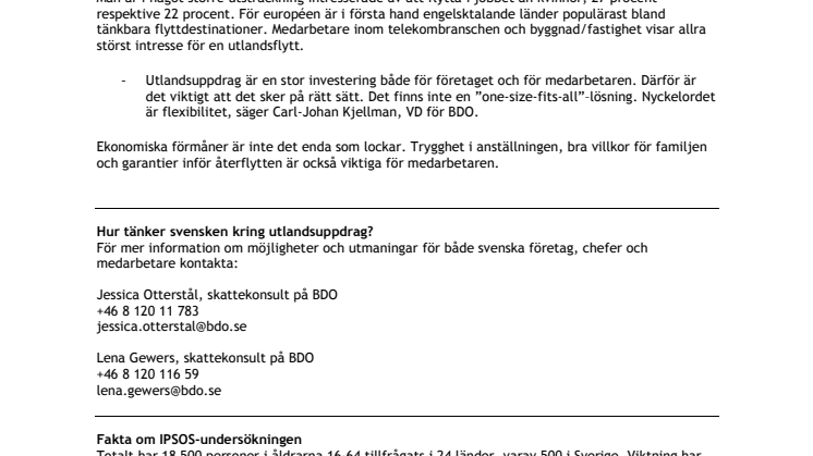 Global IPSOS-undersökning: En av fem vill flytta utomlands med jobbet