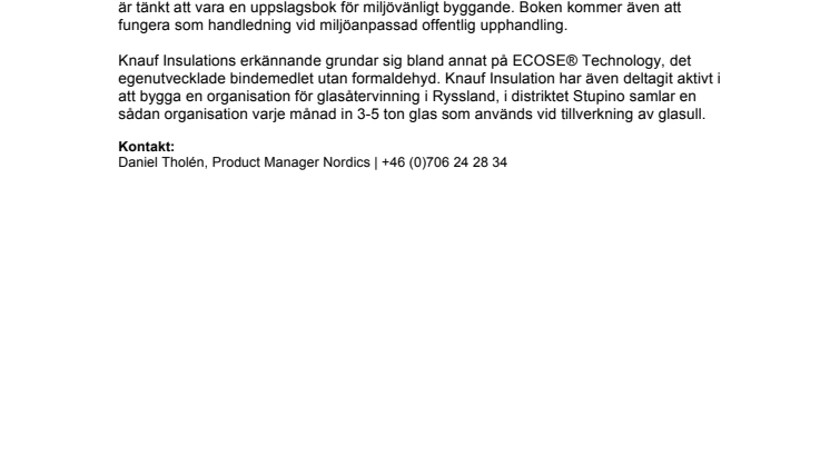 Grönt ljus i Ryssland för Knauf Insulation