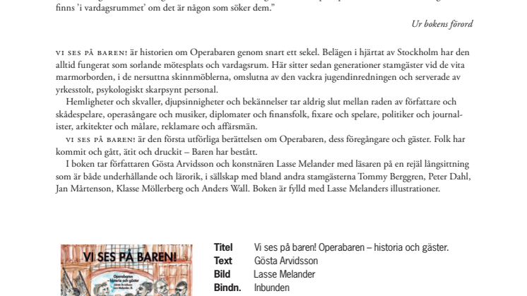 Den första boken om Operabarens historia