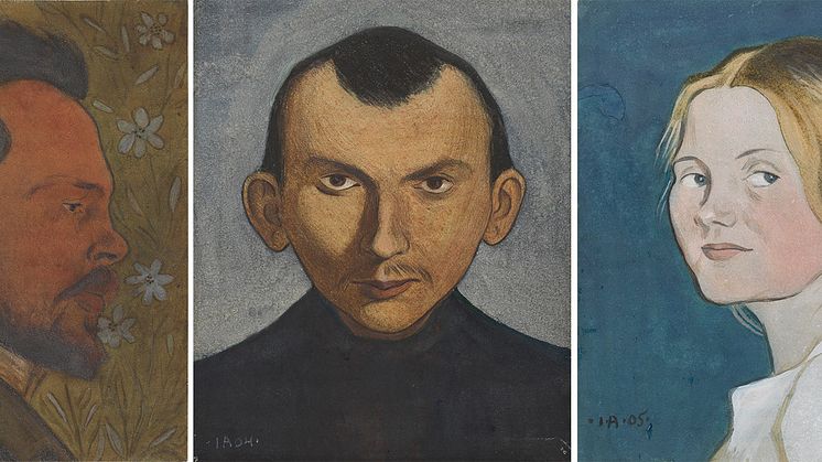 Ivar Arosenius' portraits of Nils Rosberg, Axel Törneman and Ida (Eva) Adler. Photo: Viktor Fordell and Cecilia Heisser/Nationalmuseum.