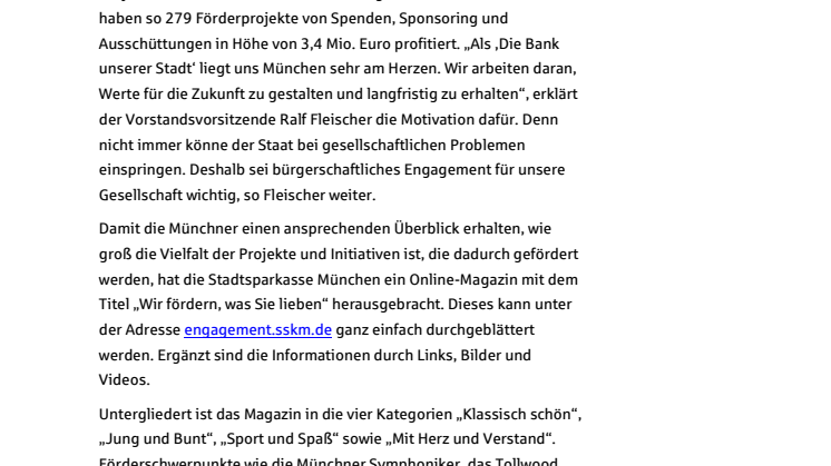 Gutes tun für München – neues Online-Magazin über das vielfältige Engagement der Stadtsparkasse München und ihrer Stiftungen erschienen