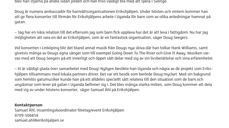 Doug Seegers spelar i Linköping
