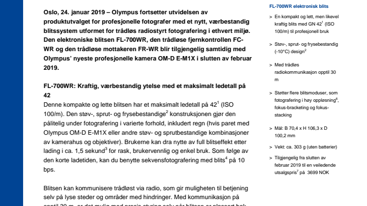 Pålitelig blitssystem for trådløs fotografering komplementerer det kommende OM-D E-M1X-kameraet