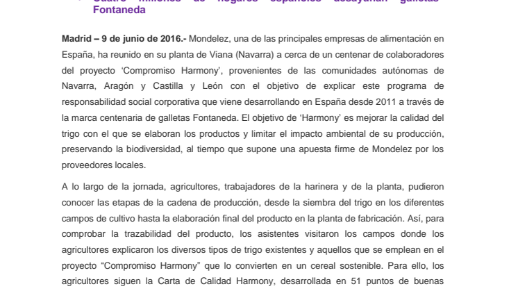 Mondelez International reúne a cerca de un centenar de colaboradores en torno al proyecto de agricultura sostenible “Compromiso Harmony”