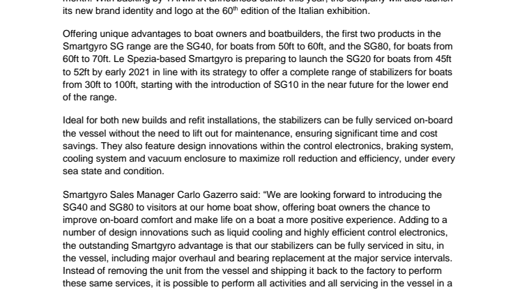 Smartgyro Debuts Products at Genoa Boat Show