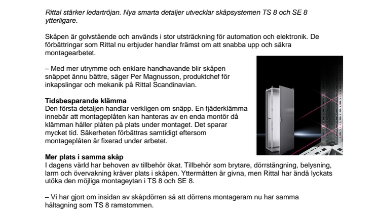 Elektronik- och automationsskåp med nya smarta detaljer