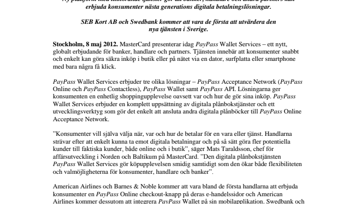 MasterCard lanserar PayPass Wallet Services för enklare shopping