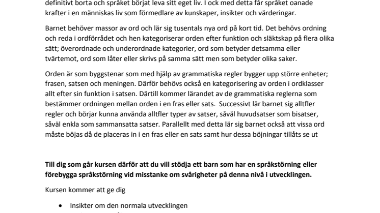 Kurs - På väg mot utbyggd grammatik