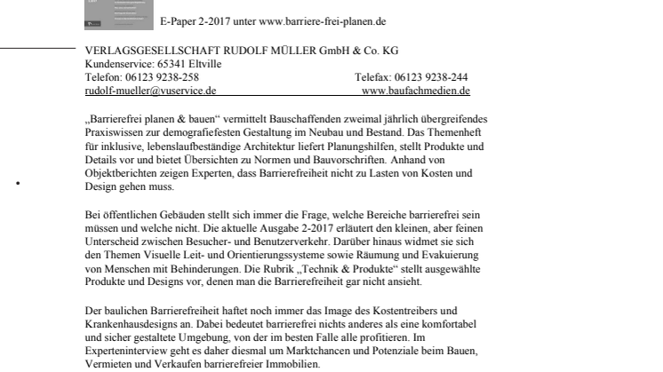Barrierefrei planen & bauen 2-2017
