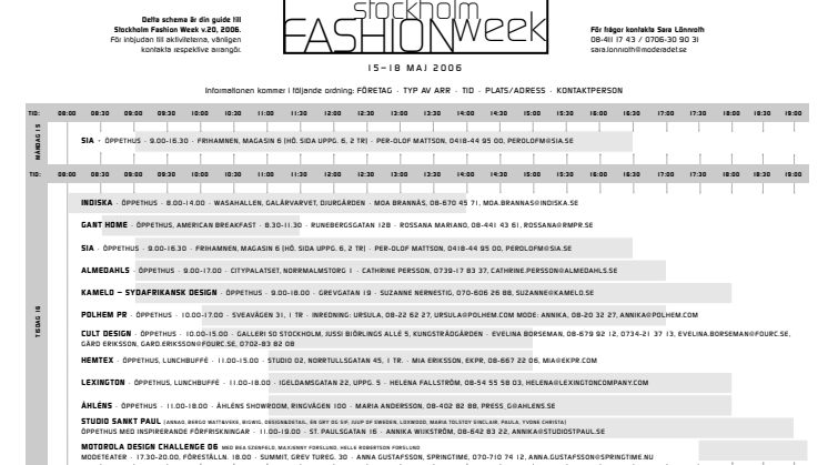 STOCKHOLM FASHION WEEK 15-18 maj