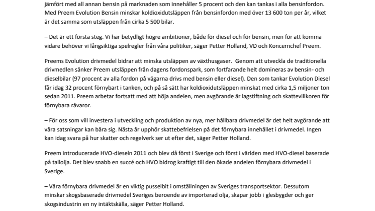 Nytt genombrott av Preem: bensin på skogsavfall