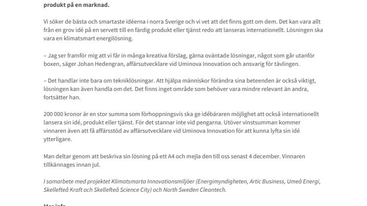 Vinn 200 000 kr till din klimatsmarta energilösning