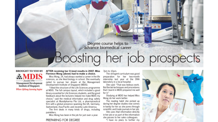 Degree course helps to advance biomedical career