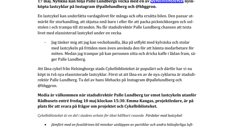 Stadsdirektörens lifehacks med lastcykel
