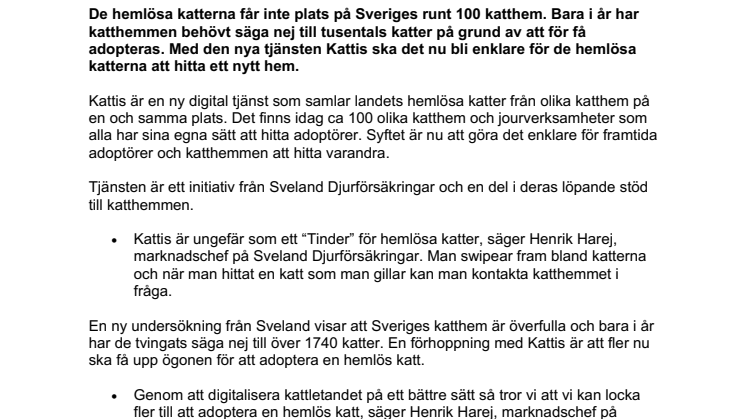 Ny digital tjänst hittar nya hem åt hemlösa katter