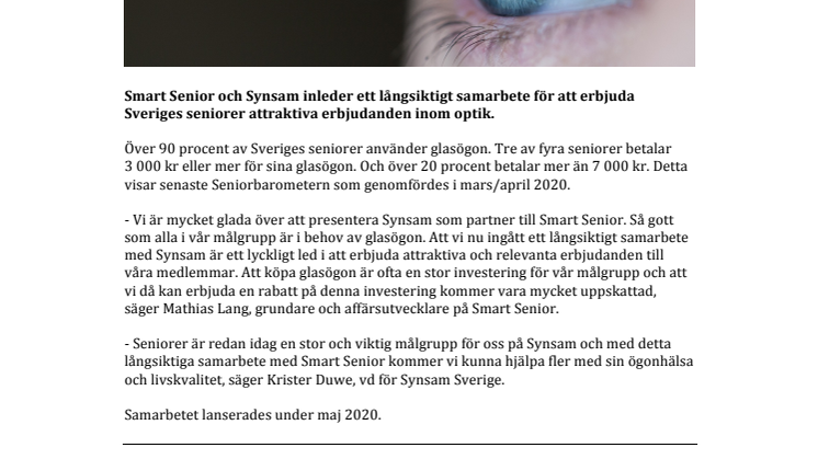Smart Senior och Synsam inleder skarpsynt samarbete