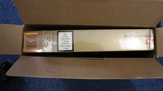 One of the boxes the illicit goods were hidden in